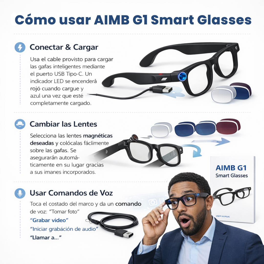 GAFAS INTELIGENTES CON VIDEO CÁMARA, LLAMADAS, MÚSICA Y BLUETOOTH