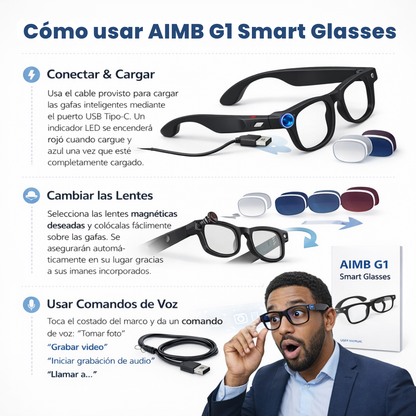 GAFAS INTELIGENTES CON VIDEO CÁMARA, LLAMADAS, MÚSICA Y BLUETOOTH