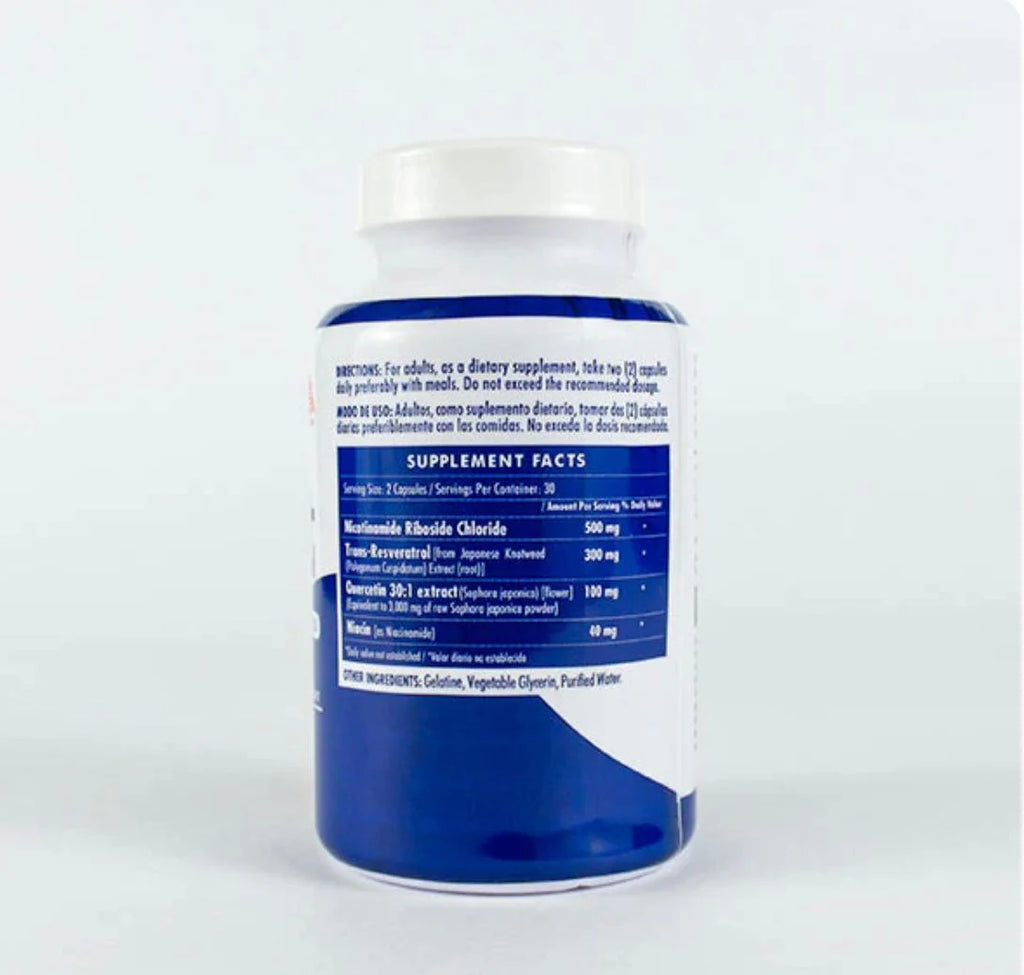 Rejuvenece en semanas con NAD + Resveratrol